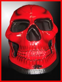 Motorradhelm Biker Totenkopf Helm Rot Custom Rocker WOW