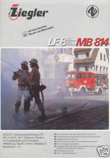 Ziegler LF8 Mercedes 814 Feuerwehr Prospekt 1/88