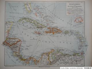 Landkarte Westindien & Zentral   Amerika, 1895, M5