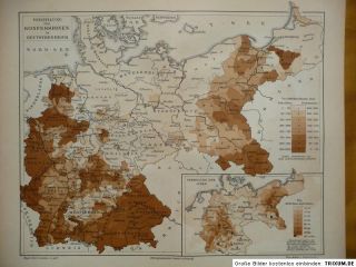 Karte zur Verteilung Konfessionen Deutsches Reich, 1885