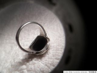 Ring 830 Silber Siegelring schwarzer Onyx Platte verziert Jugendstil