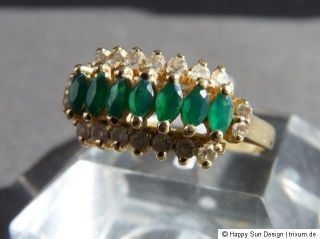 Antiker 750 Gold Brillant Smaragd Ring Nr. 4834