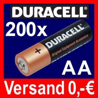 200 x MIGNON AA LR6 UM3 MN1500 Batterie DURACELL OEM°