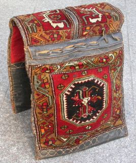 seltene anatolische Ushak Heybe Doppeltasche, Persien s antik um 1920