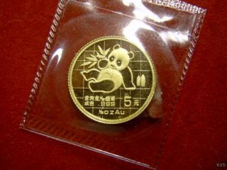 Sie erhalten eine 1/20 oz 5 Yuan Gold China Panda 1989 in