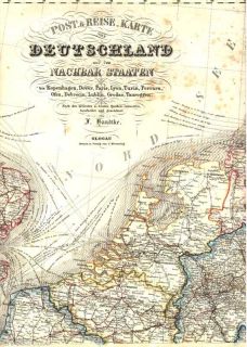 Alte Landkarte DEUTSCHLAND Germany POST Reisekarte 1850