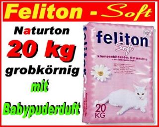 45EUR/kg) Katzenstreu Feliton Soft Sand Babypuder Duft grob 20kg