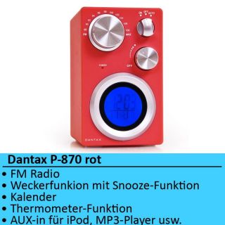 Mini Radio kompakt Weckerfunktion Thermometer AUX In Dantax P 870 rot