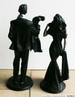 Vittorio Tessaro Dame Herr Paar Figur Skulptur Schwarz silber signiert