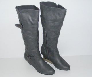 Damen Schuhe Stiefeletten Stiefel mit Keilabsatz Grau Braun Schwarz