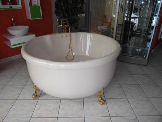 Freistehende runde Badewanne 150cm für 2 Personen Armatur, Handbrause