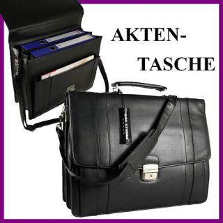 Akten Tasche Business Leder Laptop 17Zoll / A4 Schwarz