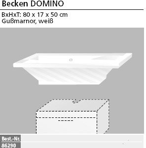Aufsatz Waschbecken/ Waschtisch Gussmarmor Domino 80 cm