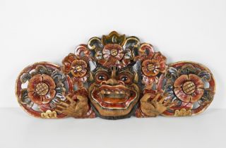 Maske Barong Asiatika Indonesien Gold Rot 45cm Edel