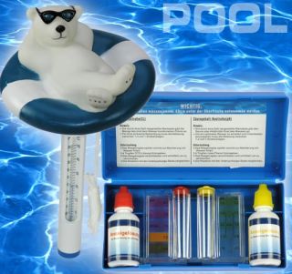 POOL TEST SET für Chlor PH + Eisbär Thermometer SPA 912