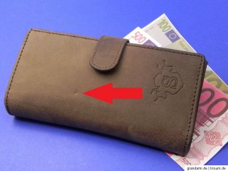 Damen Geldbörse Leder braun Geldbeutel Portemonnaie Brieftasche