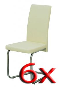 6x Konferenzstuhl Freischwinger Stuhl creme, braun