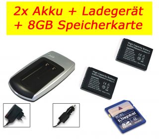 2x AKKU + LADEGERÄT + 8 GB SDHC KARTE von KINGSTON FÜR PANASONIC