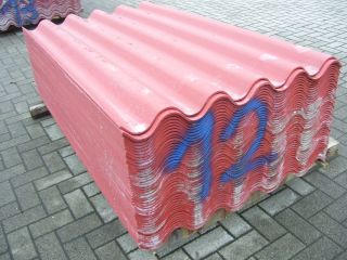 46Stück Wellplatten  Zementplatten Dachplatten rot 1600x920 mm 1.   2