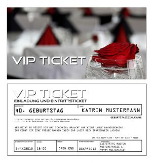 25 VIP Tickets   Einladung   Eintrittskarte   Geburtstag   Jubiläum