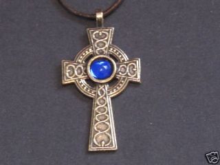 Keltisches Kreuz gold/blau Zinn, antikes Pewter 940 G