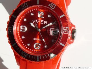 rot Armbanduhr Silikonuhr Datum Quartz Silikon Uhr
