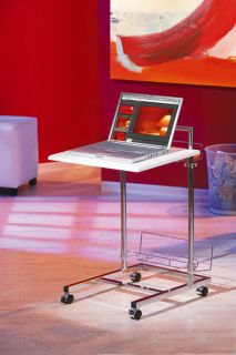 Laptop Tisch SCOOTER   PC Tisch Computertisch Beamer auf Rollen weiß