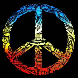 PEACE anti Gewalt Krieg = Frieden T SHIRT Weltfrieden Waffen (S) (M
