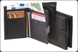 Handliche Damen Geldbörse in Lederoptik zwei Münzfächer schwarz NEU