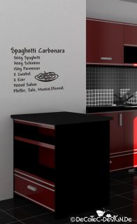 W998 Rezept Spaghetti Carbonara Wandtattoo Küche Bad WC