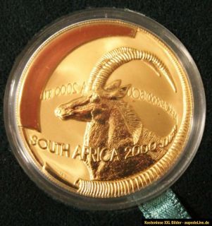 Krügerrand Natura 2000 eine Unze Gold 24 Karat, Sable Rappenantilope