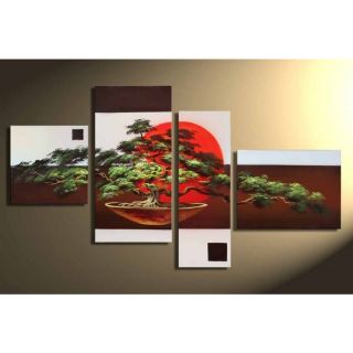 Japan Bonsai M1   4 Bilder Bild ca. 120x70 Handgemalt