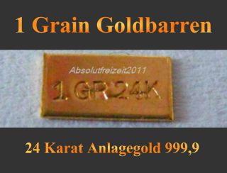 Grain Goldbarren 999,9 Feingold,24 Karat Gold Barren, Anlagegold