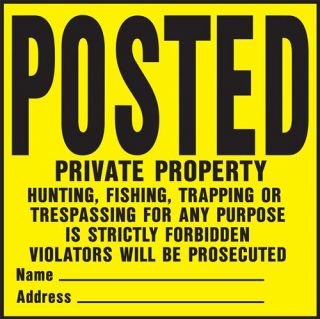 Hy Ko YP 1 11 x 11 Posted Private Property Sign, Yellow (20 Pack)