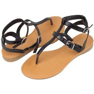 Womens Roman Gladiator Sandals Flats Thongs 2 Buckle Shoes 4 colors