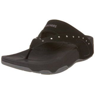  Skechers Womens Glamgirl Thong Sandal,Black,11 M US Shoes