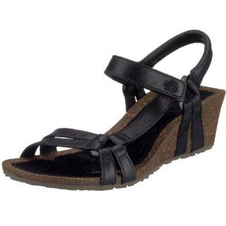 Teva Womens Ventura Cork 2 Wedge Leather Sandal,Black,11 M US Shoes