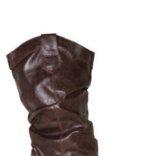 Womens Western Cowboy Mid Calf Boots Brown Lode