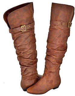 : Blossom Firenze 9 Cognac Women Over The Knee Boots, 5.5 M US: Shoes
