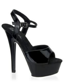 High Black 6 Inch Heel Barbie Platform Sandal   7