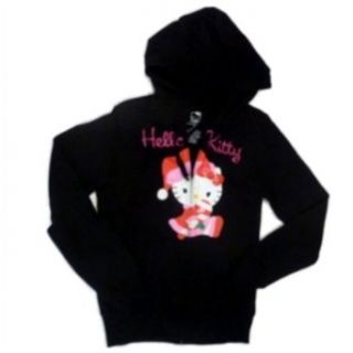 Hello Kitty Jrs Womens Black Christmas Hoodie Sweatshirt
