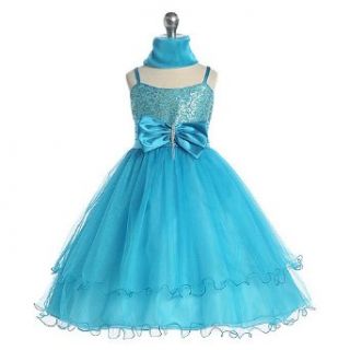 Chic Baby Girl Turquoise Sequin Flower Girl Pageant Easter
