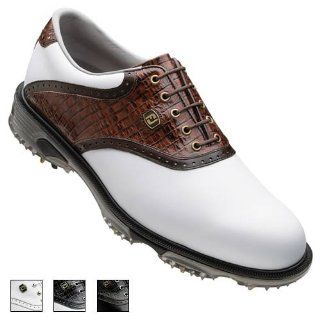 Mens DryJoys Tour Saddle Golf Shoes White/Black Lizard 10: Shoes