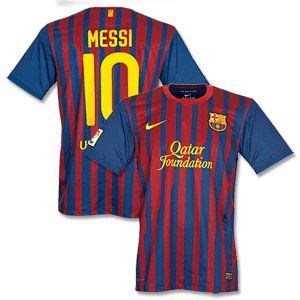 11 12 Barcelona Home Jersey + Messi 10