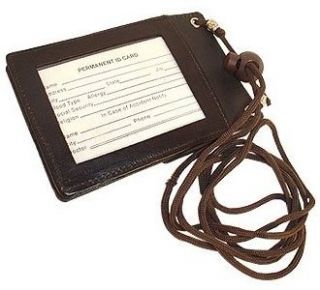 Brown Leather ID and Business Card Holder Neck Band Shoes