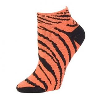 Pizzazz Girls Size 12 5 Orange Zebra Stripe Anklet Socks