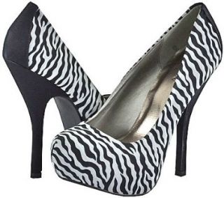 Qupid Onyx  13X Black White Zebra Women Platform Pumps, 11 M US: Shoes