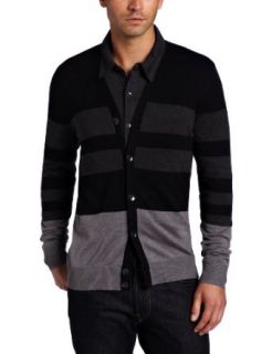 Kenneth Cole Mens Color Block Cardigan Sweater: Clothing
