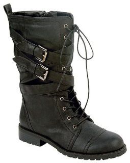 Lug 17 Buckle Military Lace Up Mid Calf Boot, 5.5 Shoes