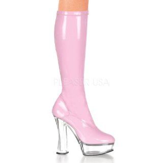 Inch Stack Heel 1 1/2 Inch Platform Boots (Baby Pink/Clear;10) Shoes